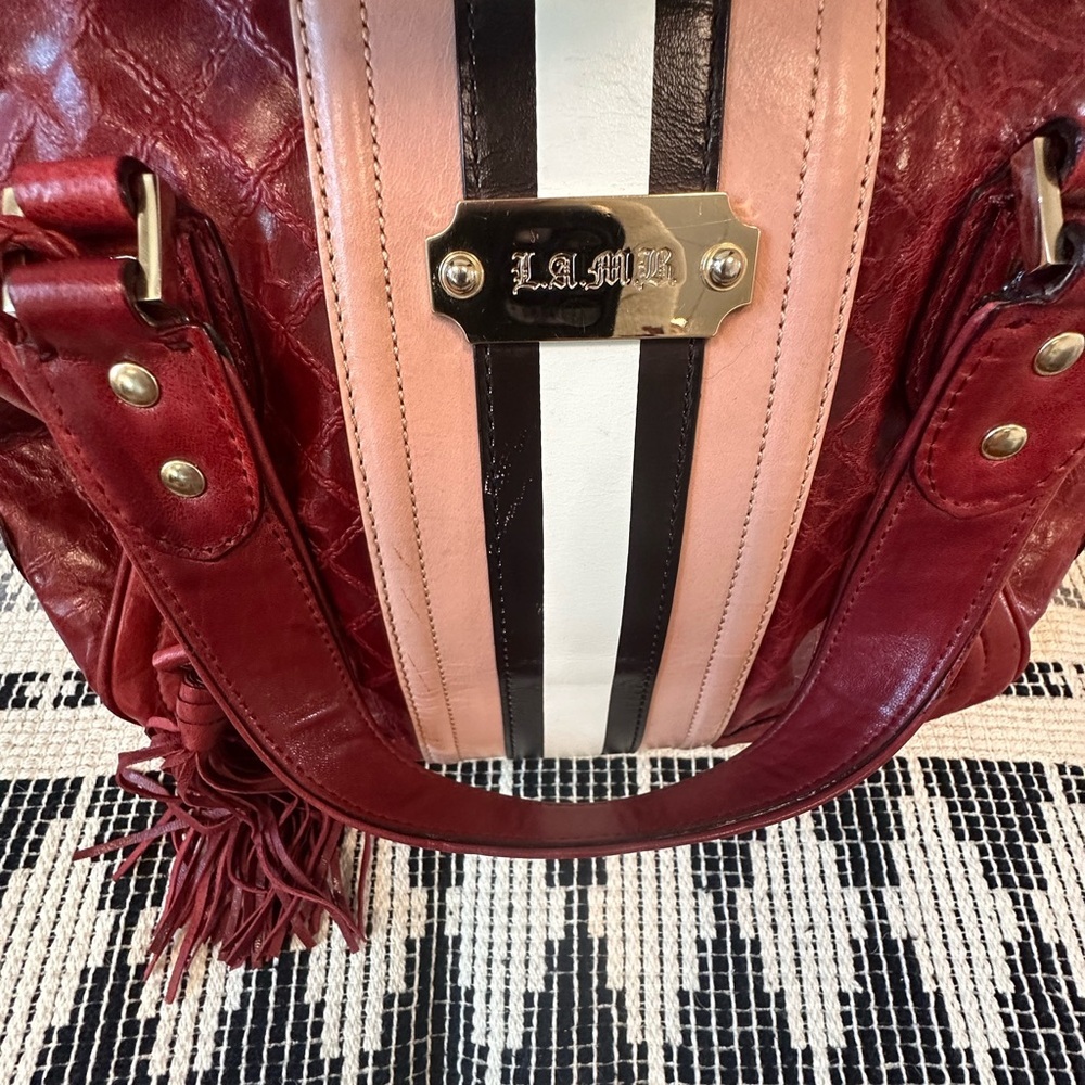 L.A.M.B. Red leather boston/bowler style bag - Picture 4 of 13